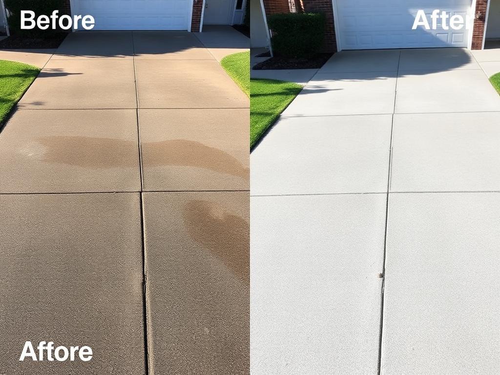Before and after pressure washing — Driveways