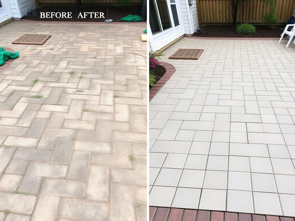 Before and after pressure washing — Patios & Pavers